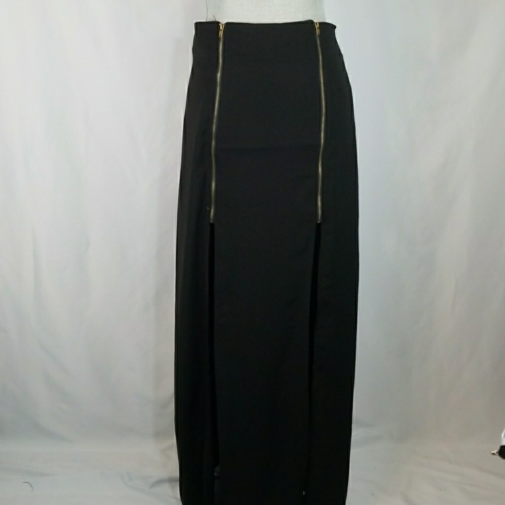 The Hanger Black Maxi Skirt with Gold Accents